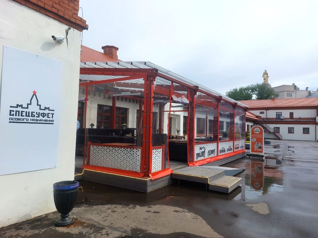 ПВХ шторы для летней террасы кафе в городе Орехово-Зуево